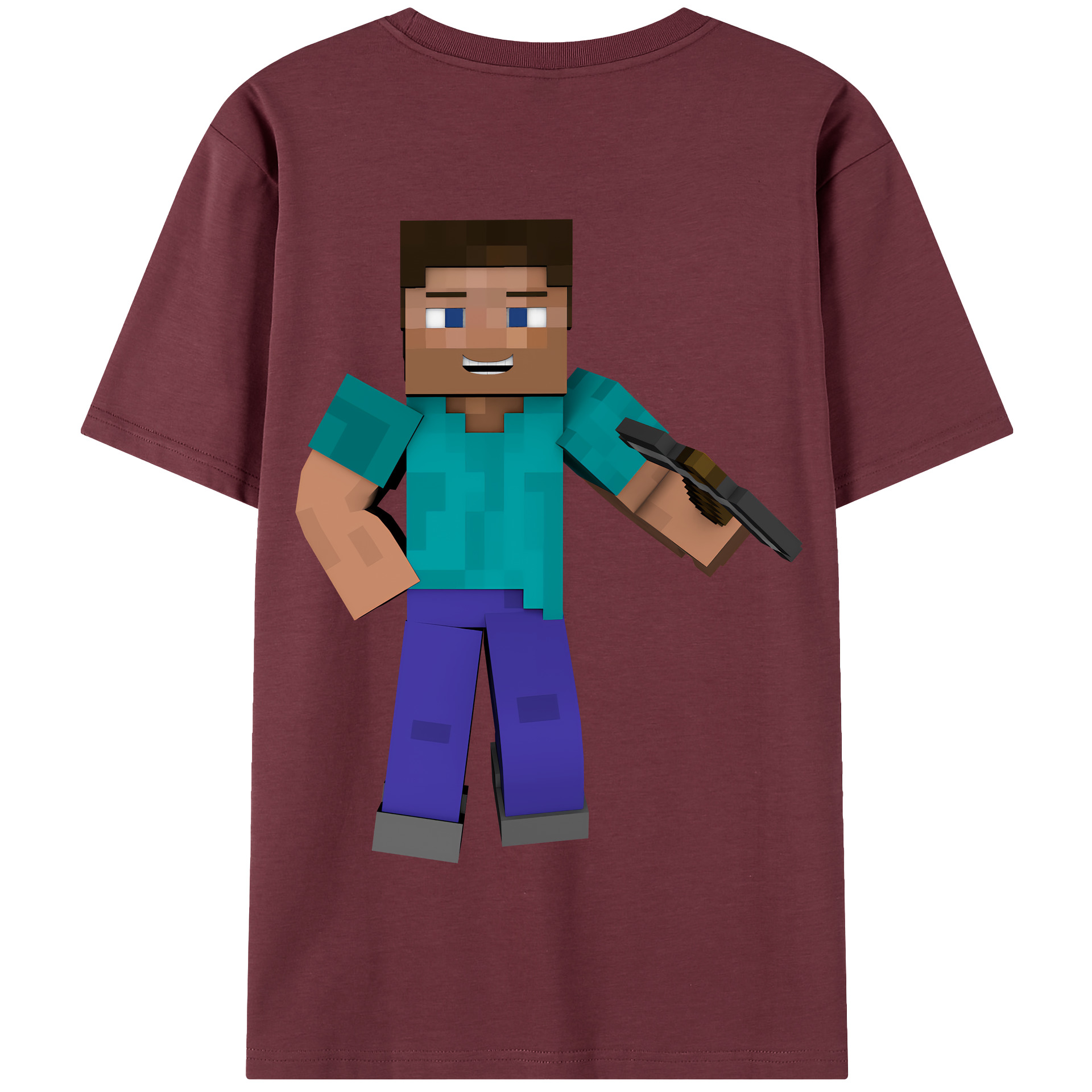 （画像用） マインクラフト ブロックの世界 Minecraft MC Block world 綿100％半袖Tシャツ（背面プリント）